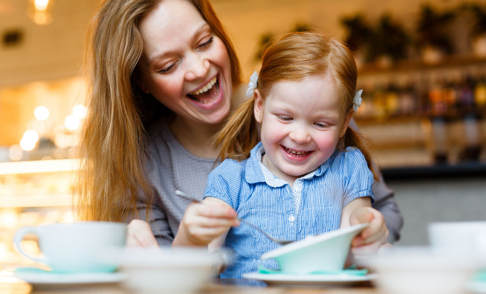 Mum and daughter playing