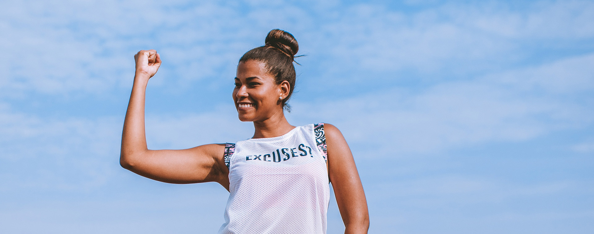 young athletic woman celebrating